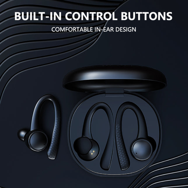 Sport TWS Draadloze Smart Touch Control Koptelefoon Bluetooth 5.0 In-Ear Draadloze Buds Koptelefoon Oordopjes 400 mAh Zwart