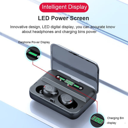 F3 Earbuds TWS Draadloze Smart Touch Control Oortjes Bluetooth 5.0 Ear Wireless Buds Earphones 3000mAh Powerbank Oortelefoon Zwart