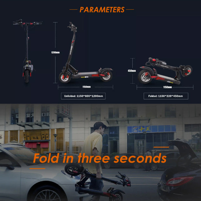 Kirin M4 Pro Vouwbare Elektrische Scooter - Off-Road Smart E Step - 500W - 45 km/u - Zwart