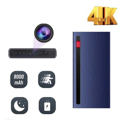 Power Bank Mini Security Camera 8000mAh - 4K Camcorder Motion Detection Night Vision Zwart