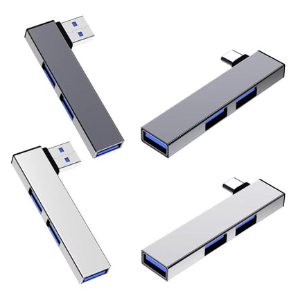 3 in 1 USB 3.0 Hub voor USB-C - Splitter Data Overdracht Oplader 5 Gbps - Grijs