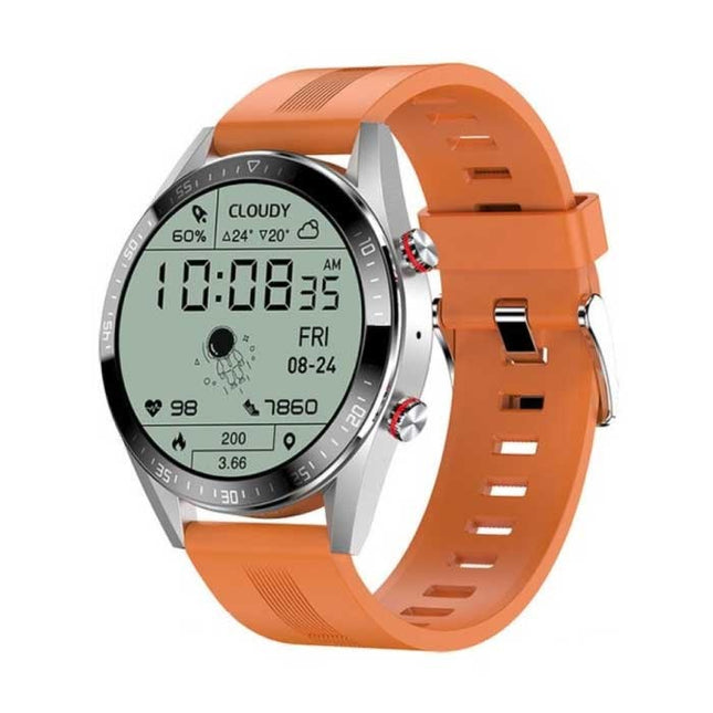 Smartwatch met Bloeddrukmeter en Zuurstofmeter - Fitness Sport Activity Tracker Horloge iOS Android - Siliconen Bandje Oranje