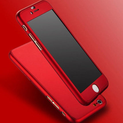 iPhone X 360°  Full Cover - Full Body Case Hoesje + Screenprotector Rood