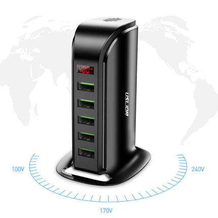 5-Port USB Laadstation LED Display Muur Oplader Thuislader Stekkerlader Adapter