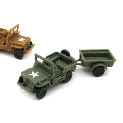 1:72 Willys MB Jeep Bouwkit - Amerikaanse Leger Wagen Plastic Hobby Doe-het-zelf Model Bruin