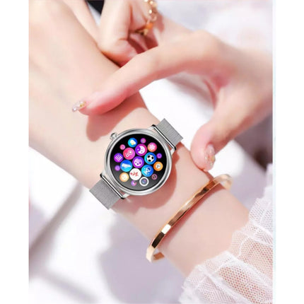 Smartwatch met Extra Bandje - Roestvrij Staal Mesh / Silicoon Fitness Sport Activity Tracker Horloge Android - Zilver