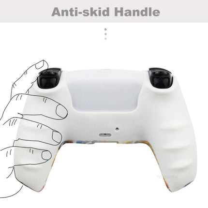 Antislip Hoes / Skin voor PlayStation 5 Controller met Joystick Caps - Rubber Grip Cover PS5 - Bloemen