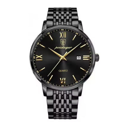 Luxe Sport Kwarts Horloge - 3 Bar Waterdicht Lichtgevend Herenhorloge Roestvrij Staal - Zwart