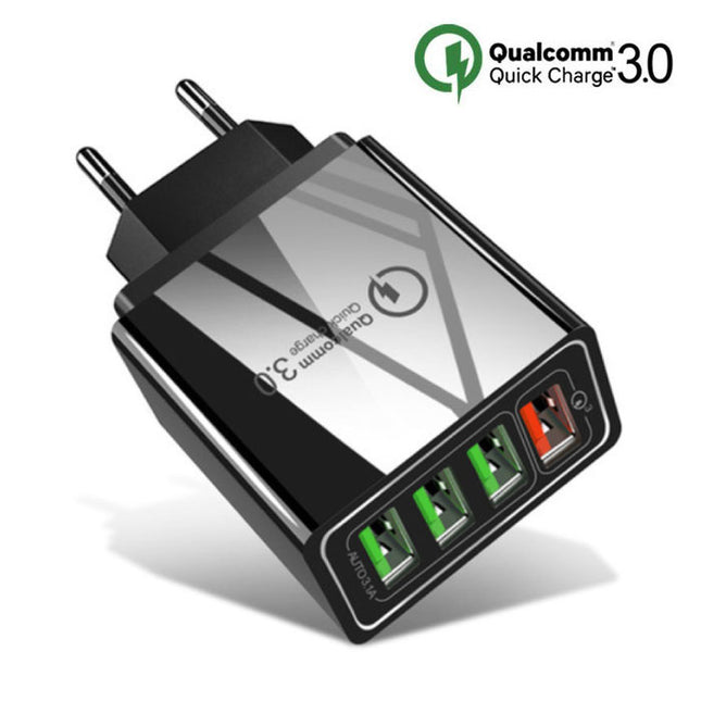 Qualcomm Quick Charge 3.0 Quad 4x Port USB Muur Oplader Wallcharger AC Thuislader Stekkerlader Adapter