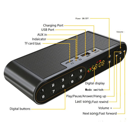 HiFi Draadloze Luidspreker Externe Speaker Wireless Bluetooth 3.0 Speaker Soundbar Box Goud