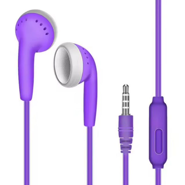 Oordopjes met Microfoon en Controls - 3.5mm AUX Oortjes - 1,2m kabel - Bedrade Oortelefoon - Paars