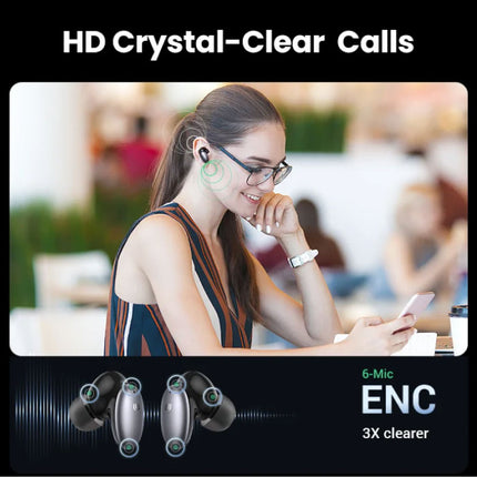 HiTune X6 Draadloze Oortjes - Touch Control TWS Bluetooth 5.1 Oortelefoon Oordopjes Zilver
