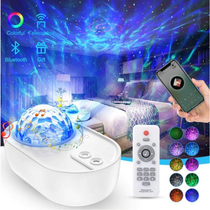Sterren Projector met Afstandsbediening - Bluetooth Sterrenhemel Muziek Sfeerlamp Tafellamp Wit