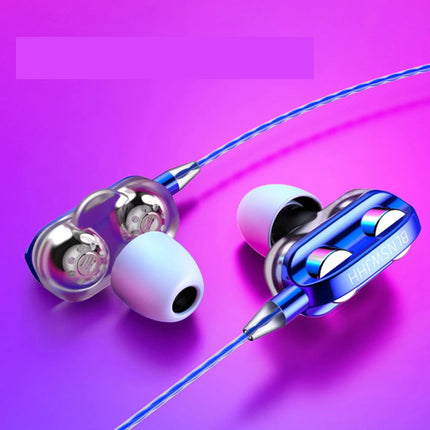 Dual Driver Oordopjes AUX 3.5mm - Oortjes Wired Earphones Oortelefoon Blauw