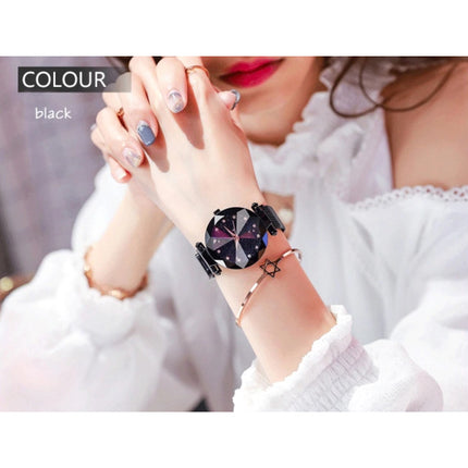 Starry Night Horloge Dames - Luxe Anoloog Kwarts Uurwerk voor Vrouwen Zwart