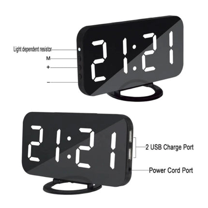 Multifunctionele Digitale LED Klok - Wekker Spiegel Alarm  Snooze Helderheid Aanpassing Rood