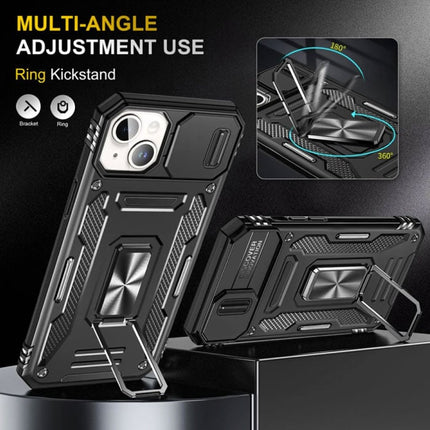 iPhone 15 Pro - Armor Hoesje met Kickstand en Camera Slide - Magneet Grip Cover Case Groen