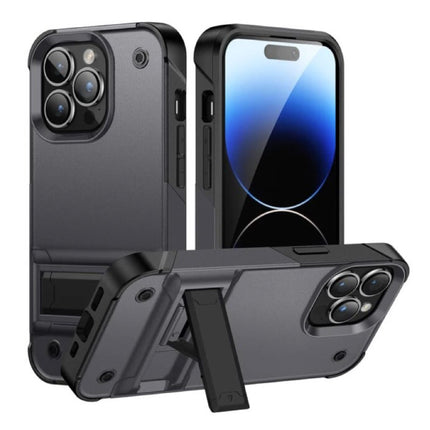 iPhone 11 Pro Armor Hoesje met Kickstand - Shockproof Cover Case - Grijs