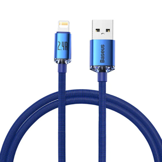 USB Oplaadkabel voor iPhone Lightning - 2 Meter - Gevlochten Nylon - Tangle Resistant Oplader Data Kabel Blauw