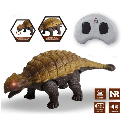 RC Dinosaurus (Ankylosaurus) met Afstandsbediening - Bestuurbaar Speelgoed Dino Robot - Bruin