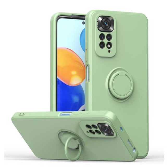 Xiaomi Poco M4 Pro Hoesje met Ring Kickstand en Magneet - Schokbestendig Cover Case Groen