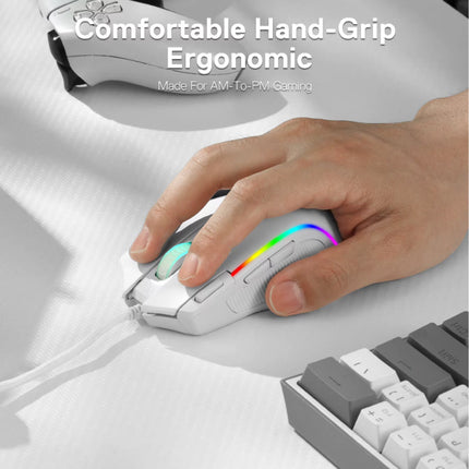 M612 Gaming Muis -  tot 8000 DPI - RGB Optisch Ergonomisch Programmeerbaar - Wit