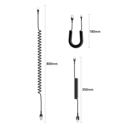 USB-C Spiraal Oplaadkabel - 80 cm - Type C Oplader Data Kabel Zwart