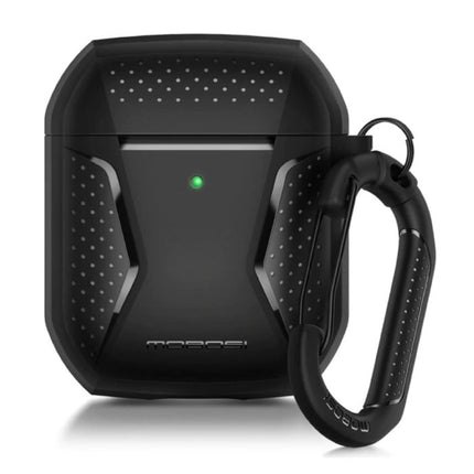 Shockproof Hoesje voor AirPods 1 / 2 met Karabijnhaak - AirPod Case Cover Skin - Zwart