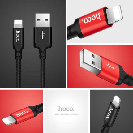 8-pin Lightning USB Oplaadkabel Datakabel 2M Gevlochten Nylon Oplader iPhone/iPad/iPod Rood