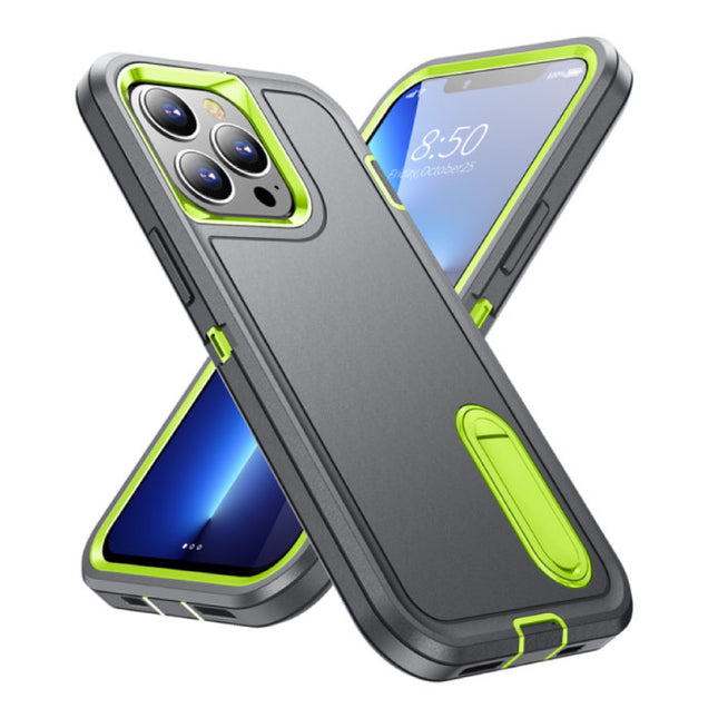 iPhone 7 Plus Armor Hoesje met Kickstand - Shockproof Cover Case Grijs Groen