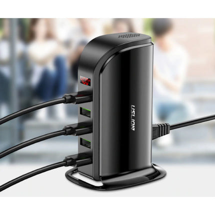 5-Port USB Laadstation LED Display Muur Oplader Thuislader Stekkerlader Adapter