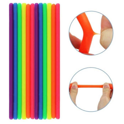 6-Pack Noodle Strings - Rekbaar Fidget Anti Stress Pop It Speelgoed Bubble Toy Siliconen Monkey Noodles Willekeurige Kleur