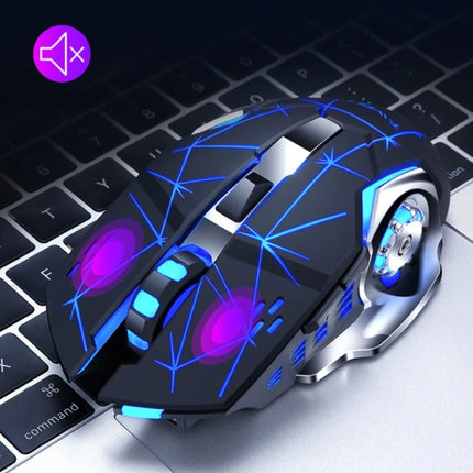 Q-13 Draadloze Gaming Muis - 2.4GHz RGB Optisch Ergonomisch met DPI Aanpassing tot 2400 DPI - Zwart 