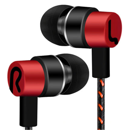3.5mm AUX Oordopjes Oortjes Wired Earphones Oortelefoon Rood