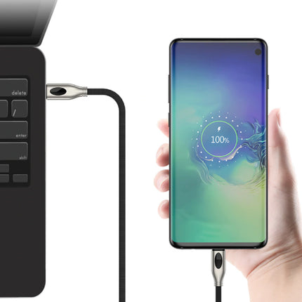 USB-C Oplaadkabel 1.2 Meter Quick Charge 4.0 Gevlochten Nylon Oplader Data Kabel Android  Zwart