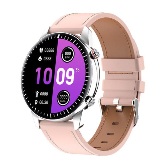 2021 Sport Smartwatch - Leren Bandje Fitness Activity Tracker Horloge Android - Roze