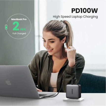 100W Stekkerlader - Quad Port PD / Quick Charge 3.0 - GaN Power Delivery USB Fast Charge - Oplader Muur Wallcharger AC Thuislader Adapter Zwart