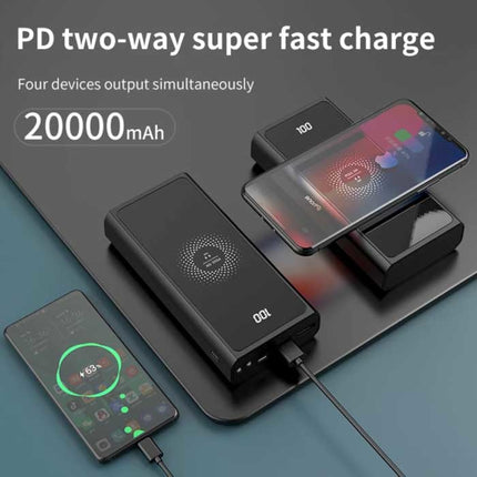10.000mAh Draadloze Qi Oplader + Powerbank - Quick Charge 4.0 Noodaccu Batterij Wireless Charger Pad Groen