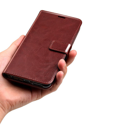 Xiaomi Redmi Note 8 Leren Flip Case Portefeuille - PU Leer Wallet Cover Cas Hoesje Bruin