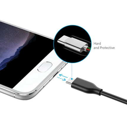 Powerline USB-C Oplaadkabel - 3A Type C Datakabel 90cm Oplader Kabel Zwart