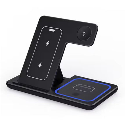 3 in 1 Draadloos Qi Oplaadstation - Compatibel met Apple iPhone / iWatch / AirPods -  Charging Dock 30W Oplader - Wit 