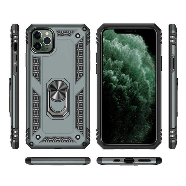 iPhone 11 Pro Max Hoesje  - Shockproof Case Cover Cas TPU Rood + Kickstand