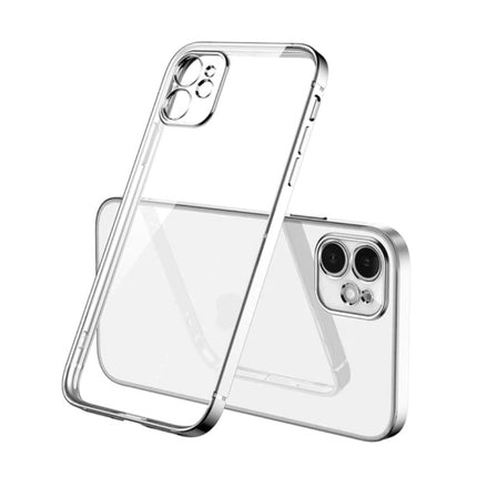 iPhone 11 Hoesje Luxe Frame Bumper - Case Cover Silicone TPU Anti-Shock Zilver