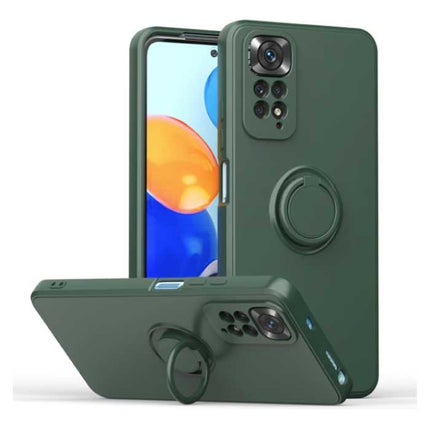 Xiaomi Mi 12 Lite Hoesje met Ring Kickstand en Magneet - Schokbestendig Cover Case Donkergroen