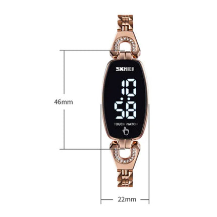 Diamant Horloge voor Vrouwen - Digitaal LED Uurwerk Touch Screen Waterdicht Zwart