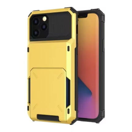 Kaarthouder Hoesje voor iPhone 12 Pro Max - Wallet Card Slot Portemonnee Flip Cover Case - Geel