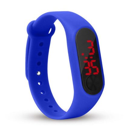 Digitaal Horloge Polsband - Silicoon Bandje LED Scherm Sport Fitness - Donkerblauw