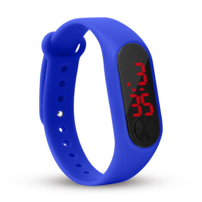 Digitaal Horloge Polsband - Silicoon Bandje LED Scherm Sport Fitness - Donkerblauw