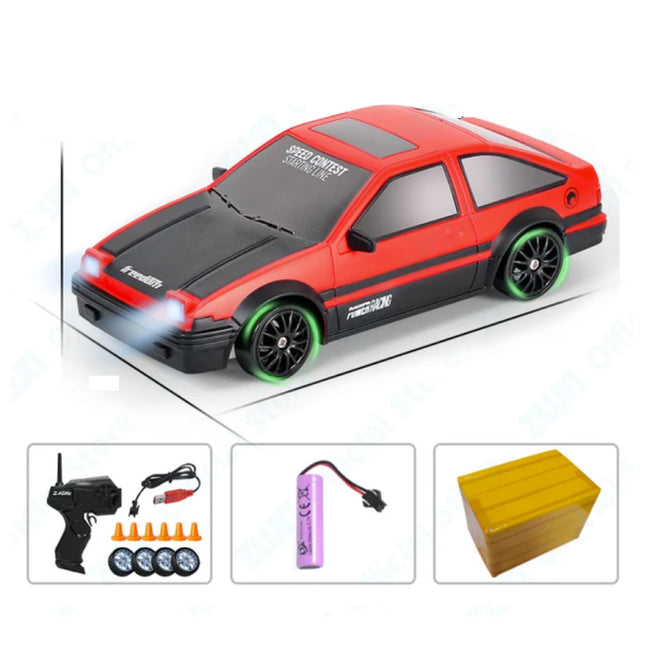 RC Auto met Afstandsbediening - AE86 Model - Hoge Snelheid Drift met LED Licht op 1:24 Schaal - Rood