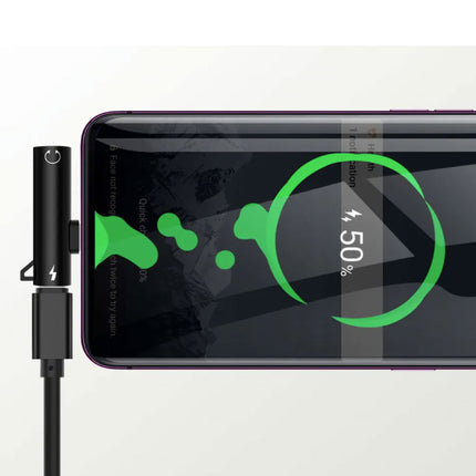 USB-C Oplader & AUX Splitter - Headphone Audio Splitter Adapter Zwart